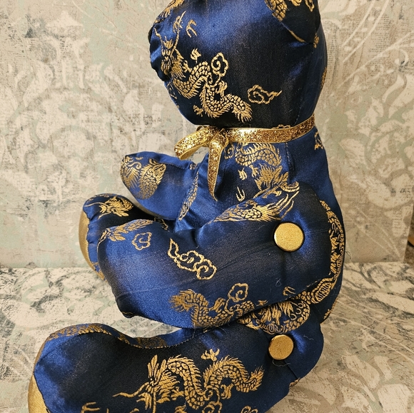 Vintage Asian Handcrafted Chinese Embroidered Silk Teddy Bear Plush - Picture 9 of 14